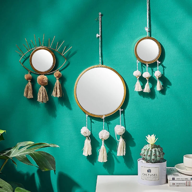 

Aesthetic Unique Mirror Vanity Nordic Style Hanging Wall Creative Mirror Modern Minimalist Espejo Pared House Decoration EI50DM