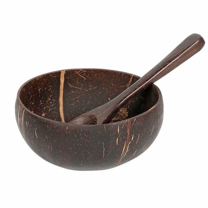 

Natural Coconut Bowl Spoon Set Creative Coconut Shell Fruit Salad Noodle Rice Bowl Wooden Bowl Tableware Restaurant Kitchen