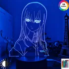 Аниме Steins Gate светодиодный светильник Kurisu Makise фигурка настольная лампа для детской спальни Декор подарок на день рождения Steins Gate манга Светодиодная лампа