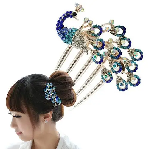 

HOT SALES！！！New Arrival Women Lovely Vintage Peacock Rhinestone Hair Clip Hair Comb Beauty Tool Jewelry Wholesale Dropshipping