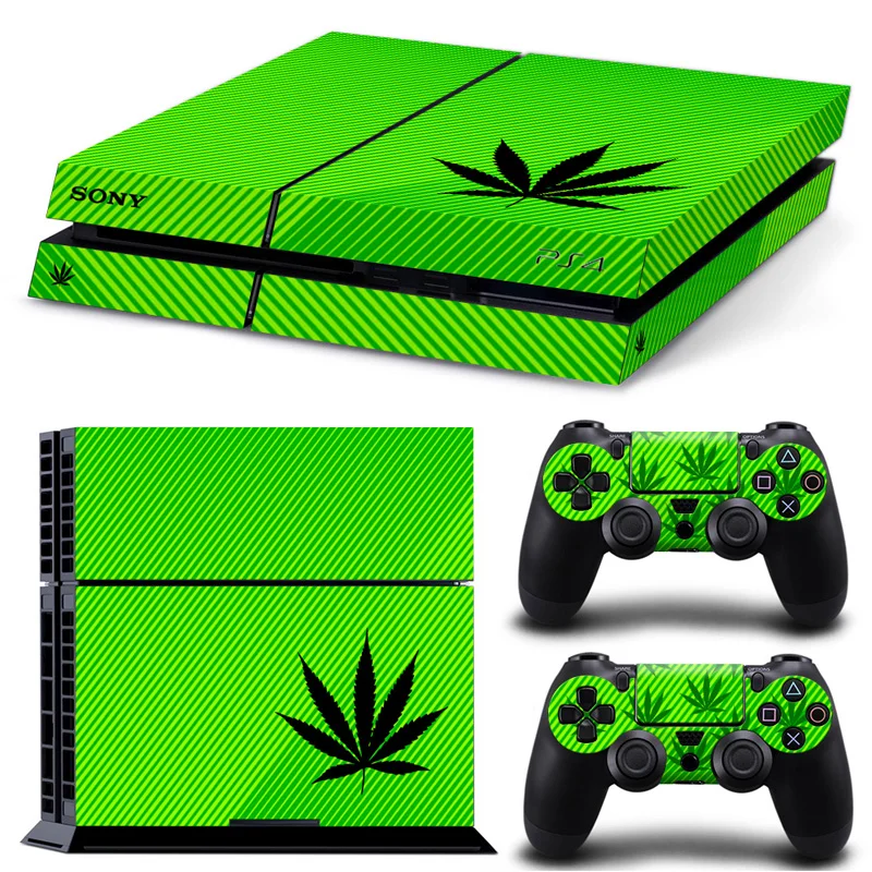 Наклейки для консоли PS4 и контроллеров виниловые Стикеры с зелеными листьями |