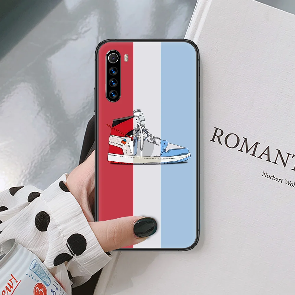 

Fashion Luxury Shoe Trend Brand Phone Case For XIAOMI Redmi Note 3 4 5 6 7 8 9 Pro T S X Max Black black Cover Soft Coque Luxury
