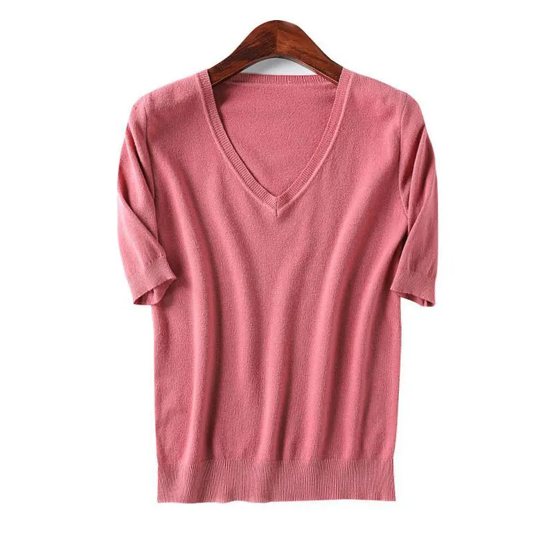 Женский свитер с v-образным вырезом свободный пуловер в Корейском стиле трикотаж