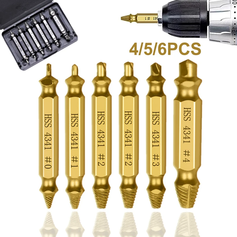 

4/5/6 шт. поврежденные винты строительный комплект сломанный винт удалитель болтов экстрактор инструменты для легкого демонтажа