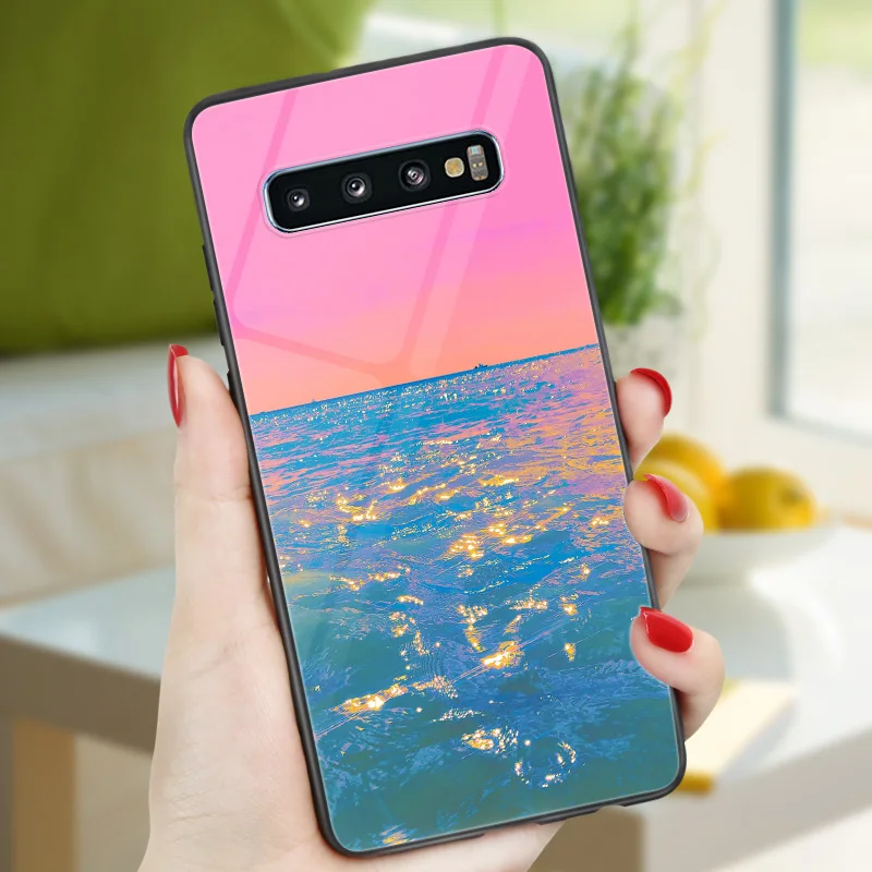 Глянцевый чехол Sea Moon для телефона Samsung Galaxy S8 Plus S9 S10 + Lite S10E S20 FE Ультратонкий Capa |