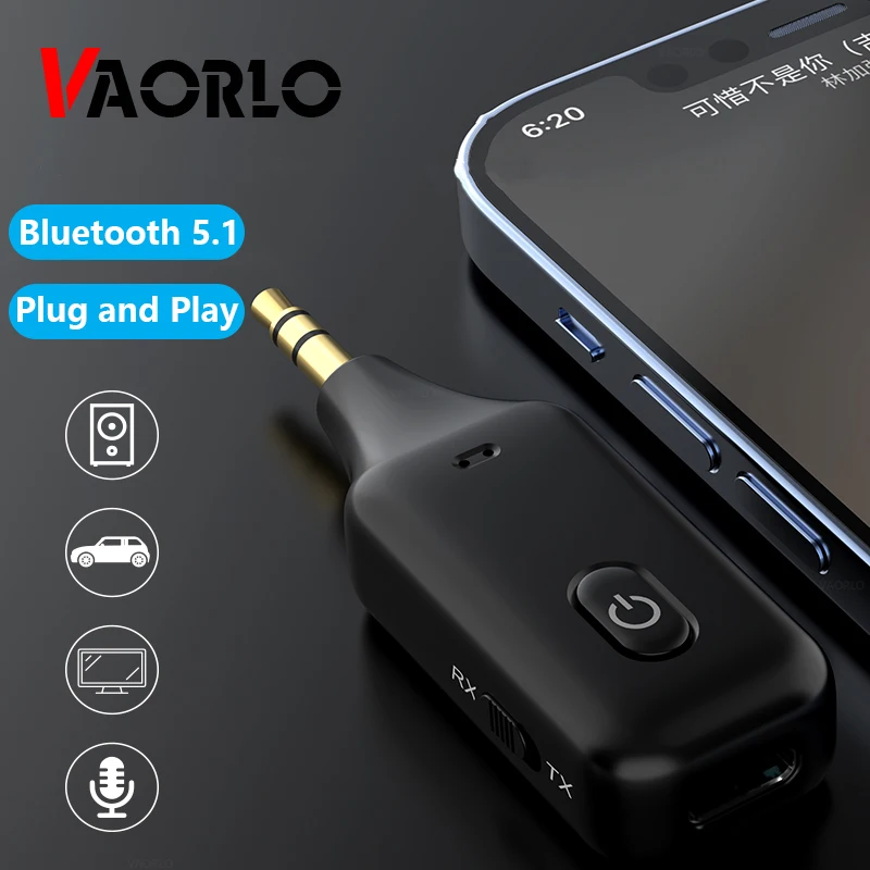 Приемник-передатчик VAORLO Mini Bluetooth 5 1 с HD микрофоном для наушников автомобильный