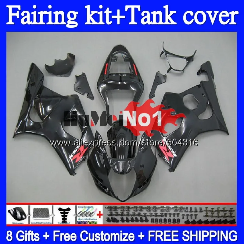 

+Tank For SUZUKI GSX R1000 GSXR-1000 GSX-R1000 GSXR1000 K2 67MC.36 K3 GSXR 1000CC 1000 CC 03 04 2003 2004 Stock black Fairings