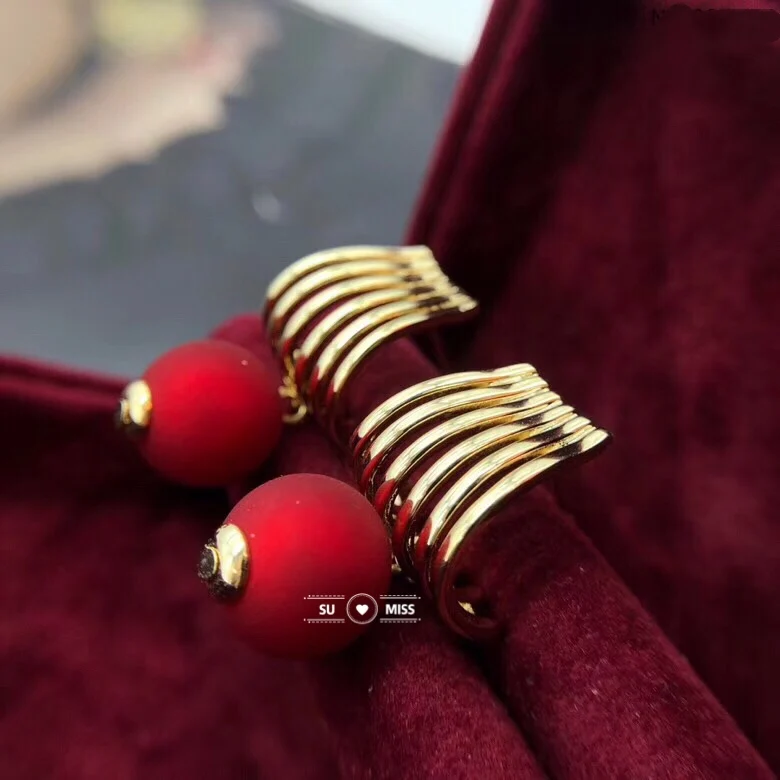 Unique Design New Year Red Simulated Pearl Dangle Earring For Women Charm Wedding Jewelry Party Drop | Украшения и аксессуары