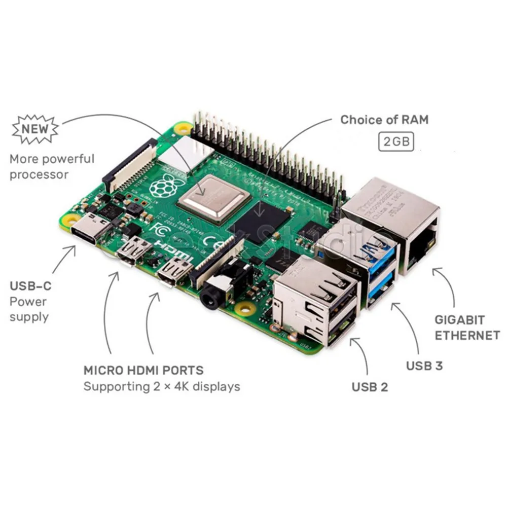 В наличии! Raspberry Pi 4 модели B 2 Гб Оперативная память четырёхъядерный 64 разрядный