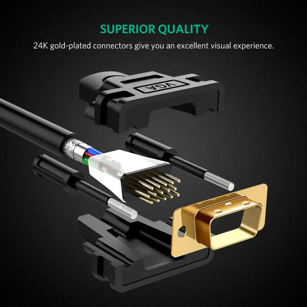 Ugreen VGA кабель «Папа-папа» 1080P 1 м 5 м 10 м кабель 15 Pin провод для монитора компьютера проектор VGA кабель