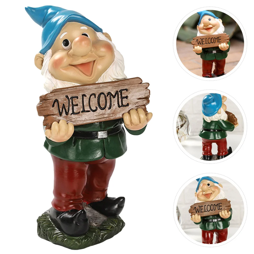 

2pcs Garden Gnome Statue Resin Gnome Figurine Statue Yard Ornament Decoration