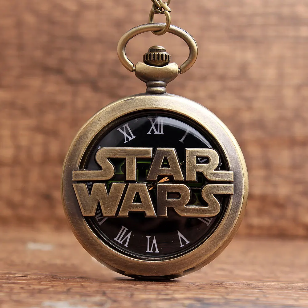 

Карманные часы с надписью «Звёздные войны», кварцевые с откидной крышкой в стиле аниме, периферия, креативный подарок для детей на Рождеств...