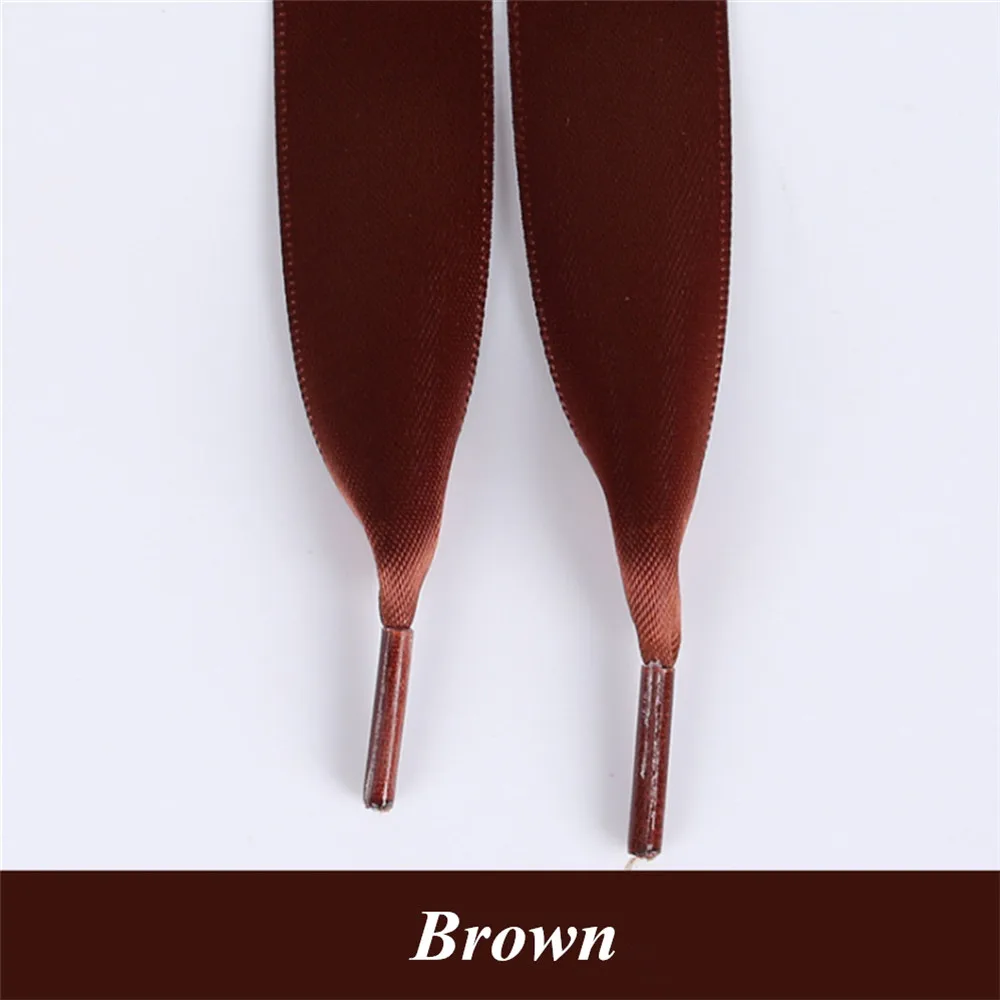 Brown 1 пара 80 см-160 см шелковые ленты полиэфирные шнурки для ботинок плоские шнурки обуви кроссовки спортивная обувь кружева Прямая 30 цветов - Цвет: Brown