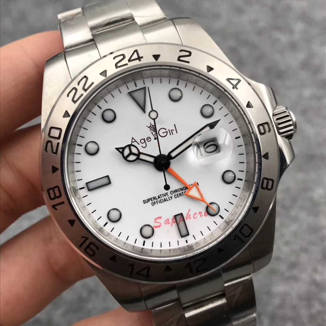 White 44mm Роскошные брендовые Новые Мужские автоматические механические часы черного и белого цвета из нержавеющей стали сапфировые Diver Limited спортивные GMT часы 40 мм 44 мм - Цвет: White 44mm
