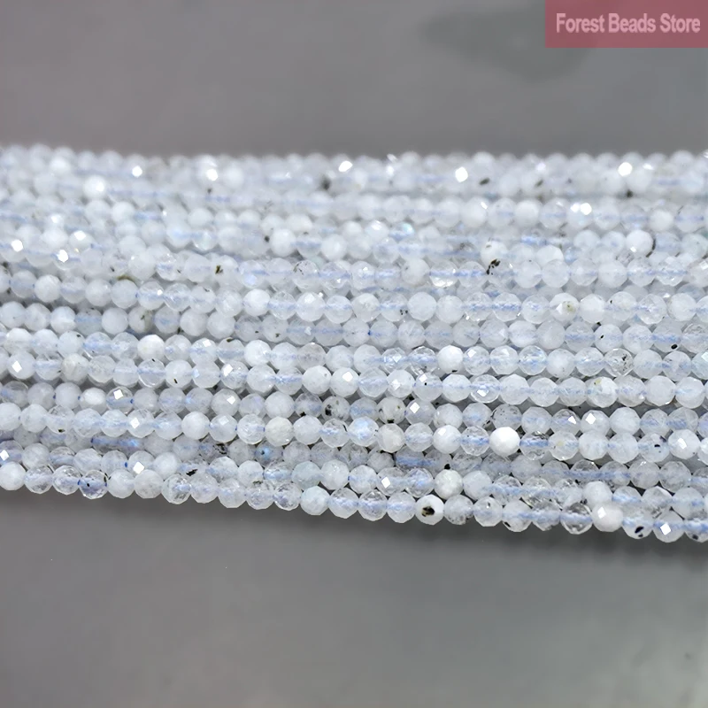 Граненые натуральный лунный камень синего цвета круглые бусины-разделители