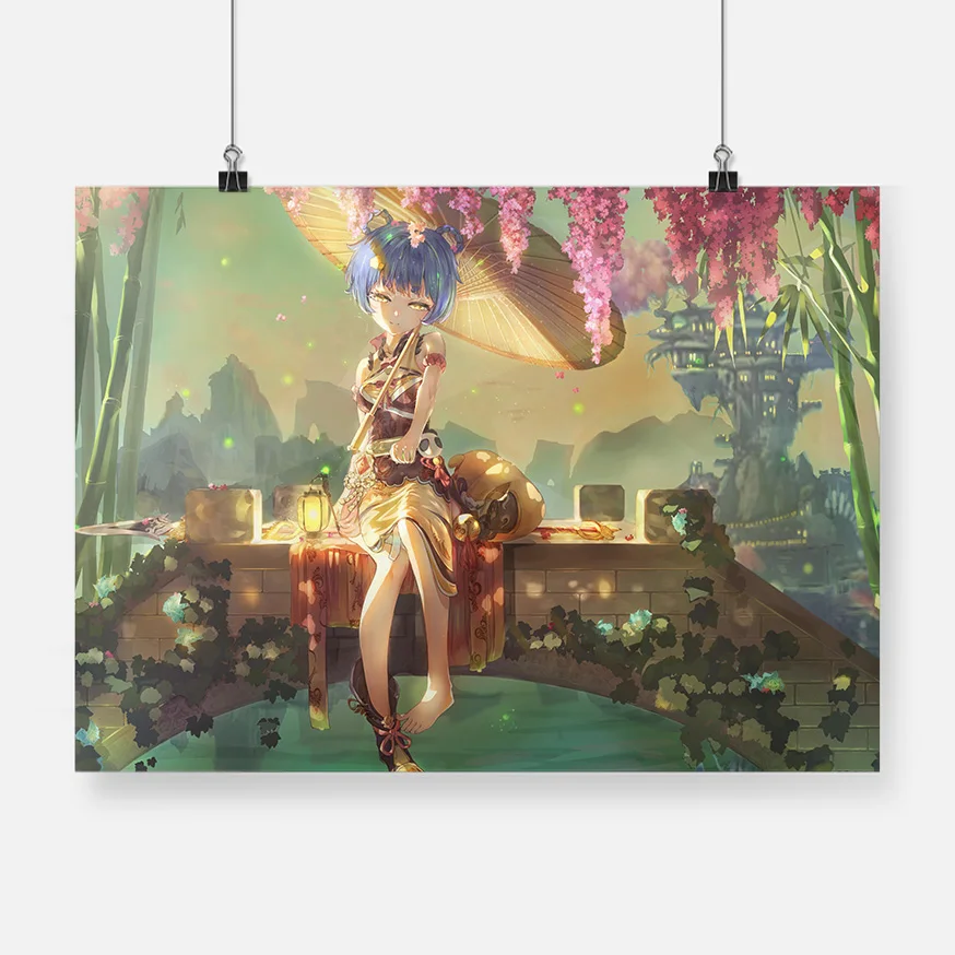 Xiangling художественный дизайн Genshin ударное Украшение печать на холсте домашний