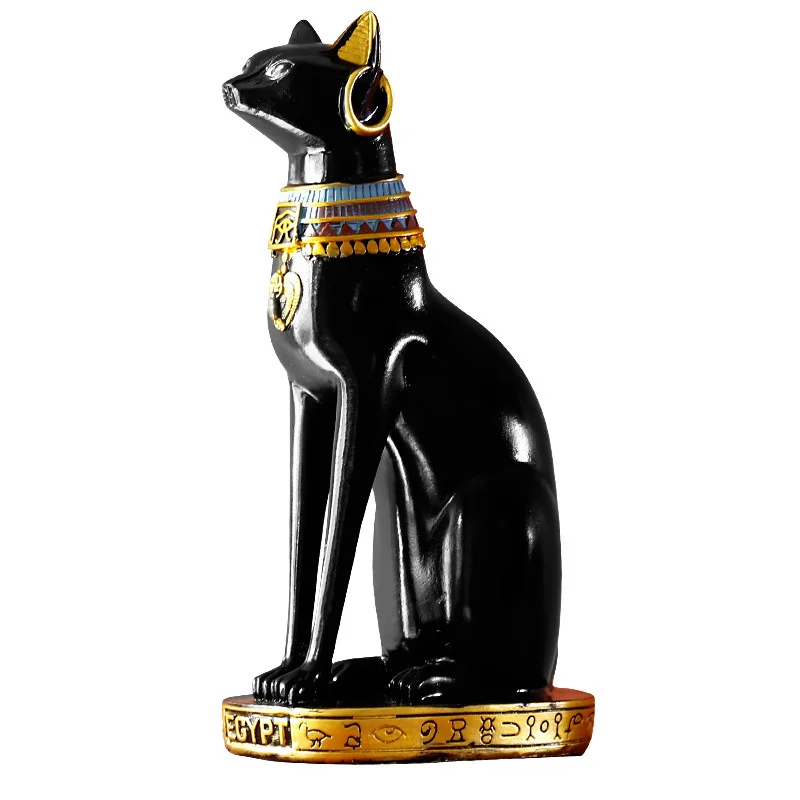 Estatua de gato egipcio de la Diosa Bastet, figurita de Dios del gato de la encarmaci&oacute;n, entrada, sala de estar, decoraci&oacute;n de la Oficina, decoraci&oacute;n del hogar-4