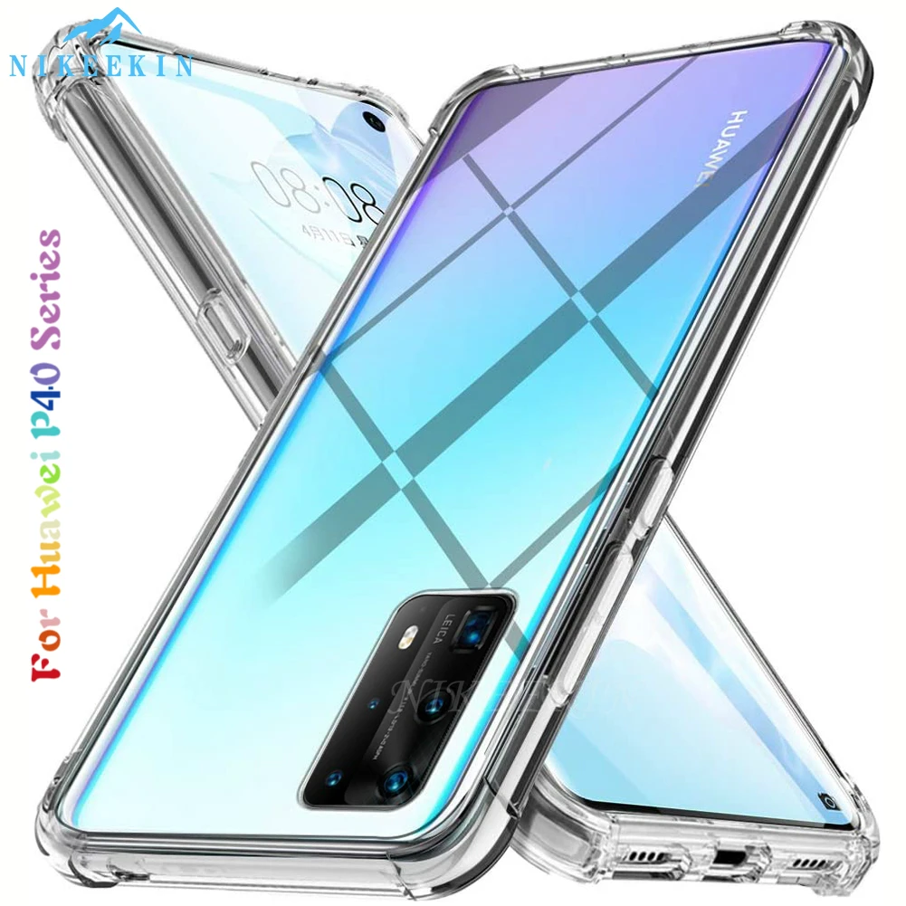Противоударный силиконовый чехол для телефона Huawei P40 Pro Plus P Smart P20 P30 Lite прозрачная