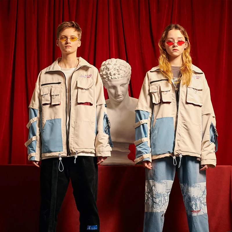 Мужская куртка в стиле хип-хоп Уличная Ретро винтажная Куртка Harajuku с принтом