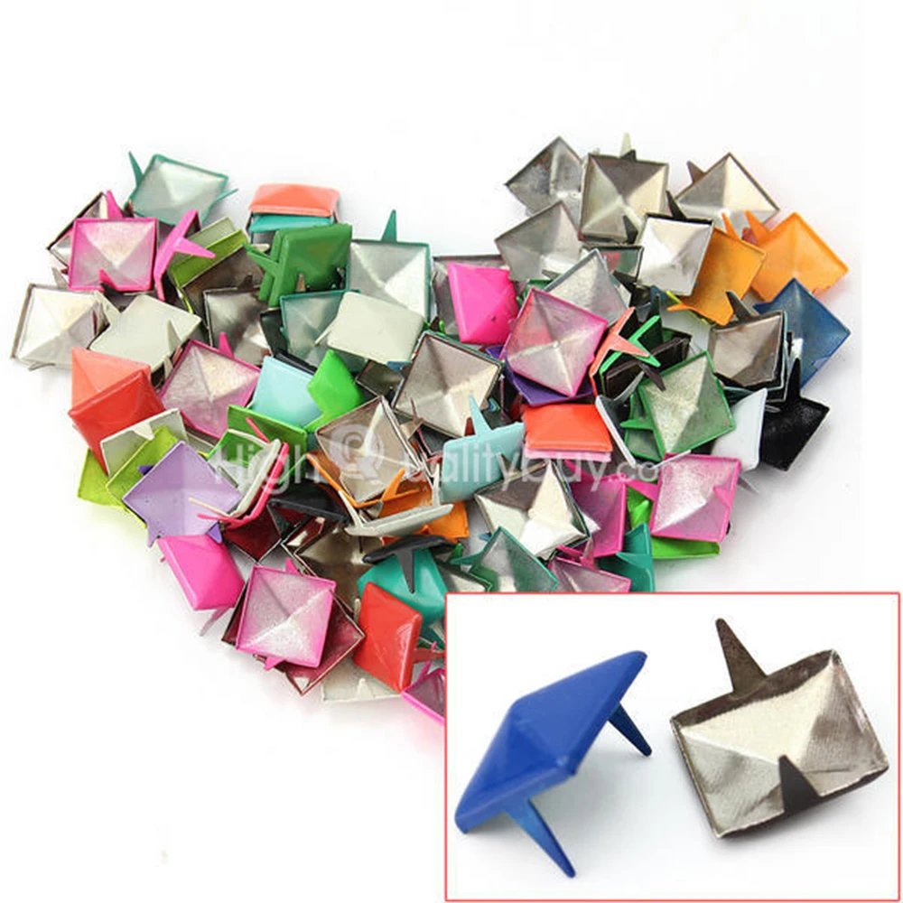 100 шт. DIY Панк пирамидальной формы цветные Шляпки Гвоздя для одежды обуви сумок и