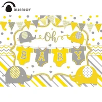 allenjoy elephant baby shower backdrop yellow grey bunting gender reveal party supplies decoration banner wallpaper photo booth