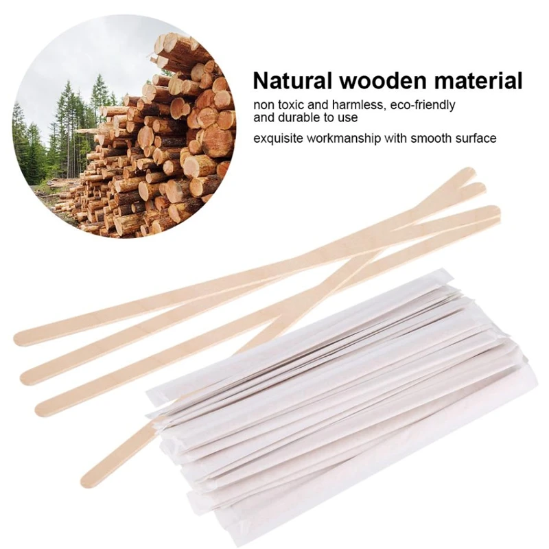 500Pcs Disposable Natural Wooden Coffee Stir Sticks Tea Stirrers Corn Candy Stick Pot |
