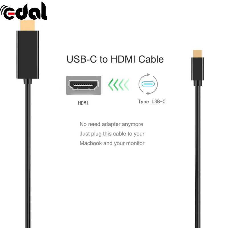 USB C к HDMI 4K кабель адаптер Тип Thunderbolt 3 для huawei mate 20 macBook pro 2019 galaxy S9 USB-C |