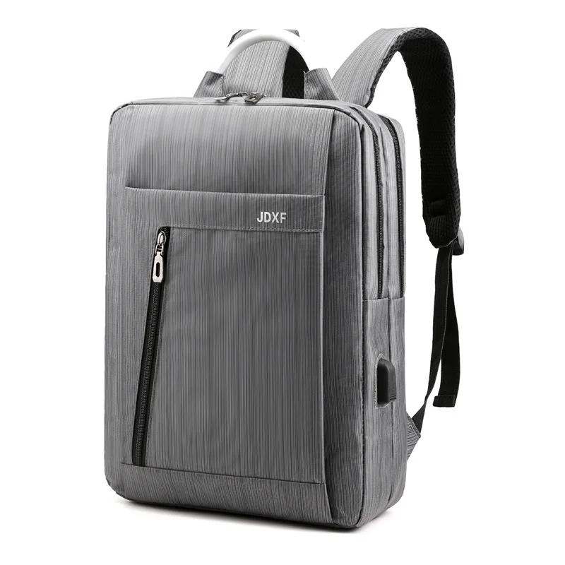 Деловой водонепроницаемый рюкзак с usb-зарядкой черно-серая школьная сумка для
