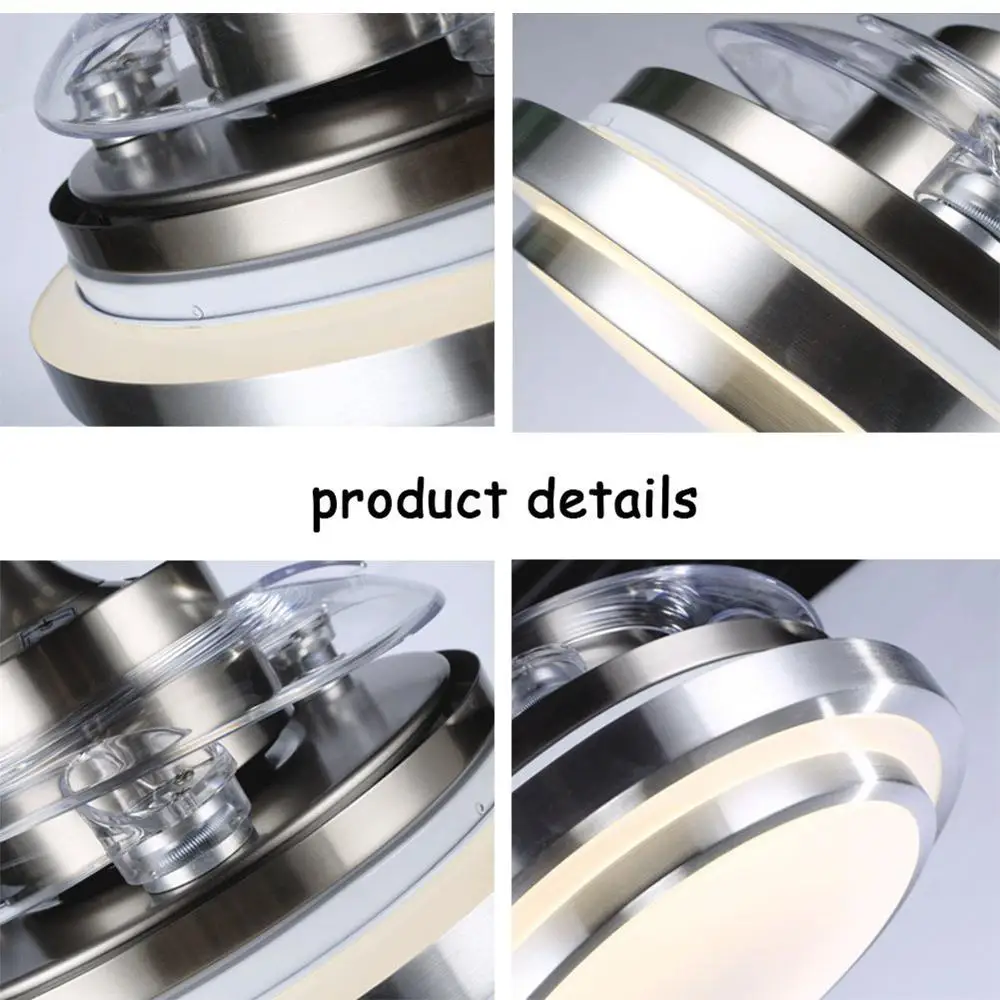 

Modern Ceiling Light with Fans LED Chandelier Remote Control Retractable Blades 3 Speeds 3Color Changes Lighting Fixture