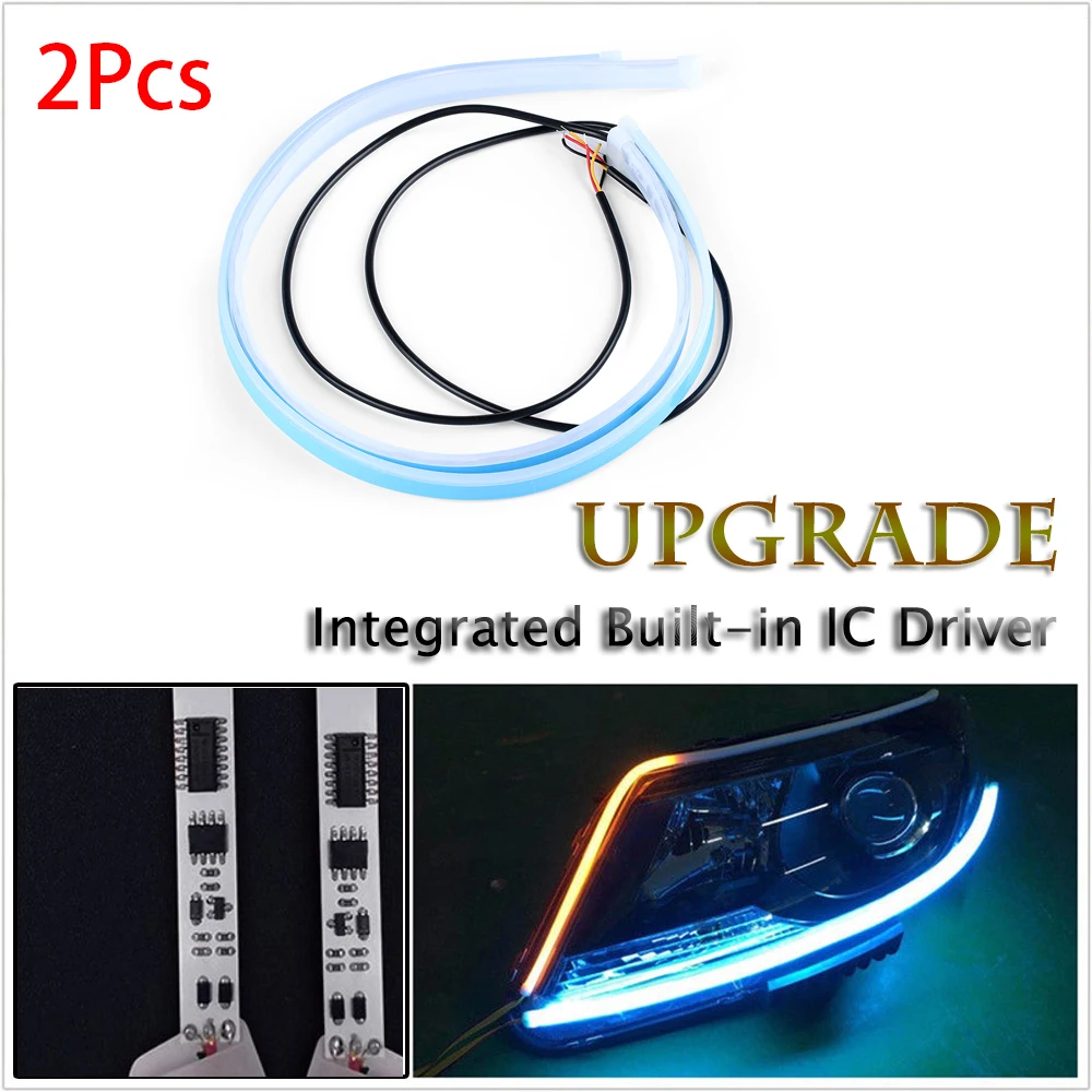 Комплект из 2 предметов DRL течет сигнальные лампы Водонепроницаемый встроенный IC
