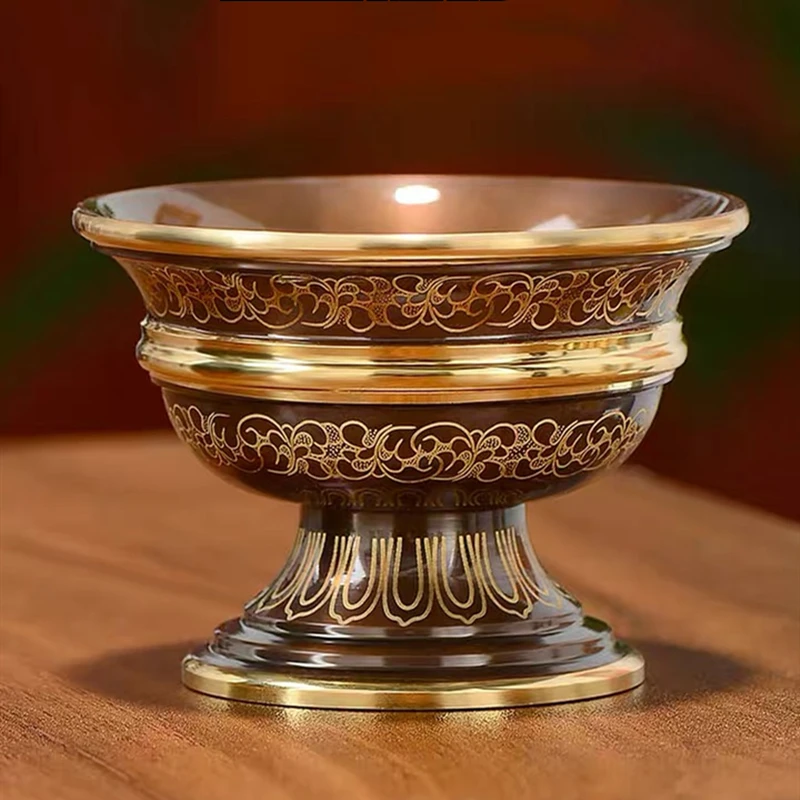 Tazón de Buda de bronce en relieve, copa de agua santa de la India, artesanía, regalo para el hogar, Colección decorativa, 1 Uds.
