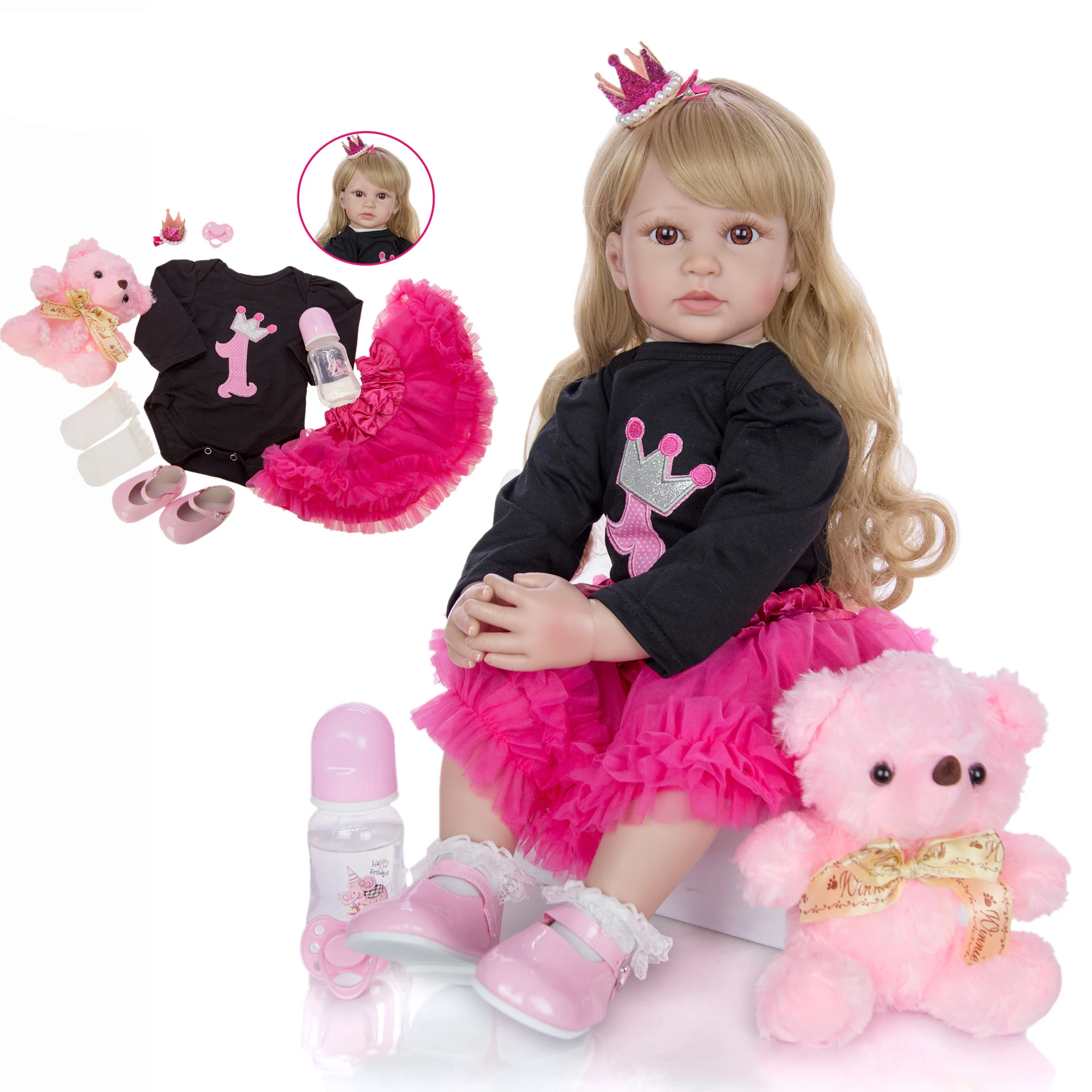 

Кукла реборн 24 дюйма, тканевая кукла 60 см с одеждой для новорожденных девочек, игрушка для малышей, принцесса, кукла-младенец, распродажа, по...