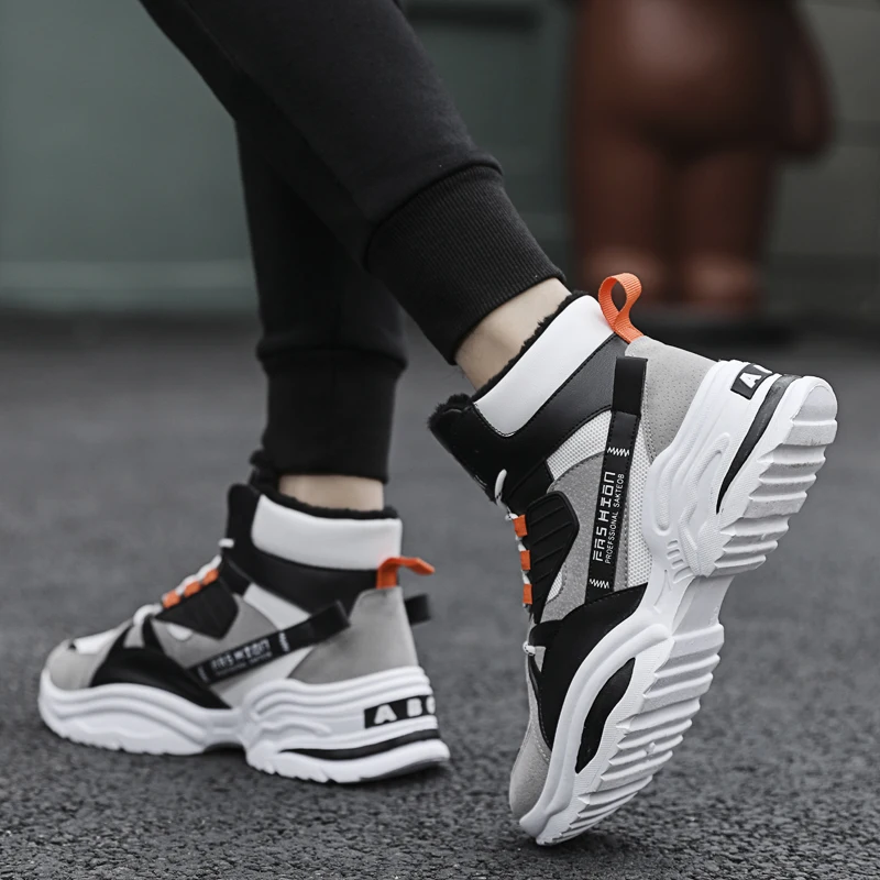 2020 Warm Men's Winter Running Shoes Colorful Athletic Male Sneakers Plush Fur Insole Snow Boots Fitness Fashion Footwear Brand | Спорт и