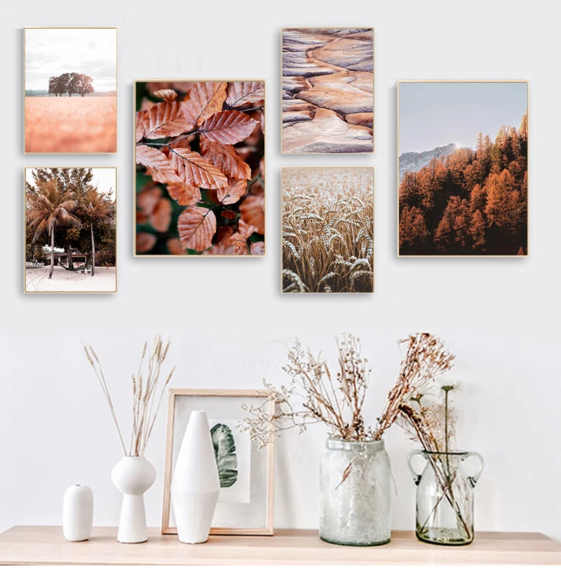 

Autumn Mountain Tree Leaf Reed Wheat Wall Art Canvas Painting Nordic Posters And Prints Canvas Pictures For Living Room Decor