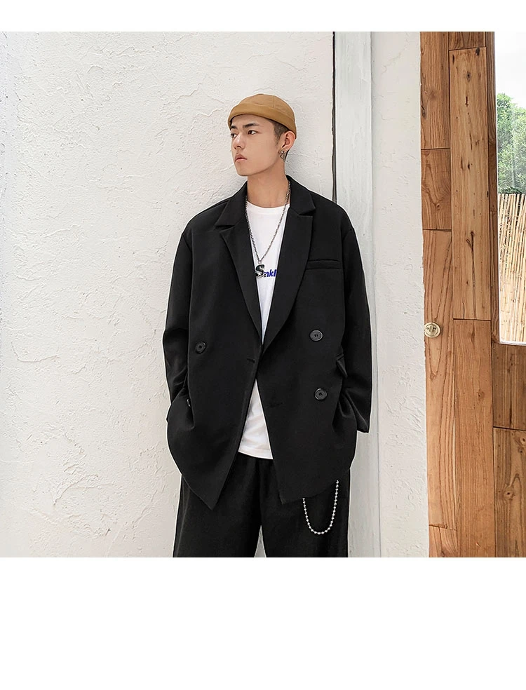 Korean New Men Blazer Black Oversized Blazer Masculino Casual Student Men Blazer hombre