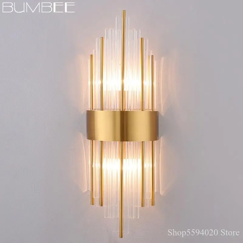 Постмодерн Хрустальный роскошный настенный светильник простое украшение для