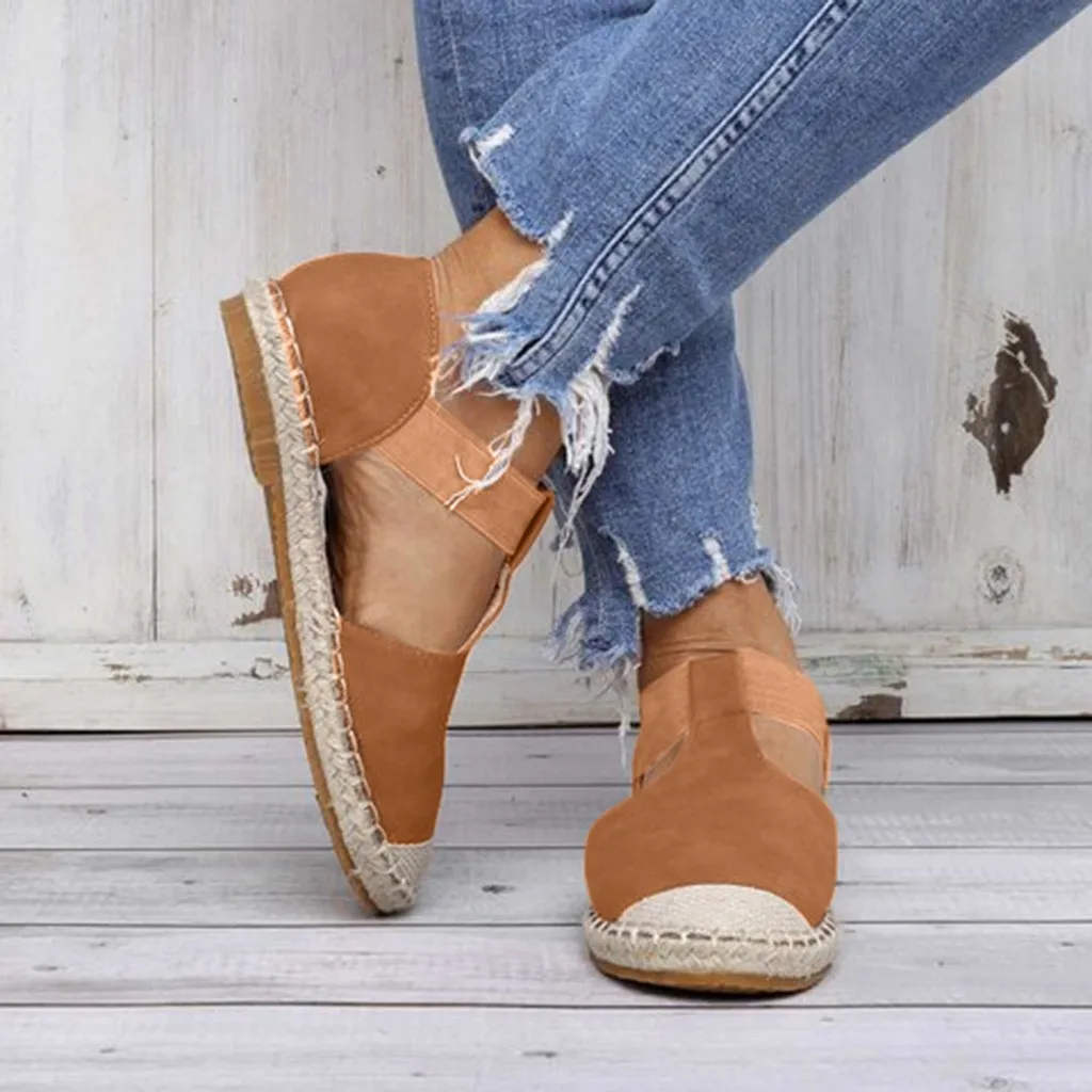 

Women Ladies Fashion Retro Low Flat Sandals Round Toe Casual Sexy High Quality Outside Summer Shoes Cover Heel