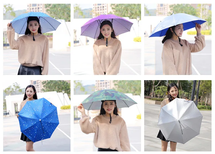 

Adjustable head wear parasol Foldable Sunscreen Shade Umbrella Hats Rain Gear Outdoor Sport Hat Hiking Beach Camping cycling Cap