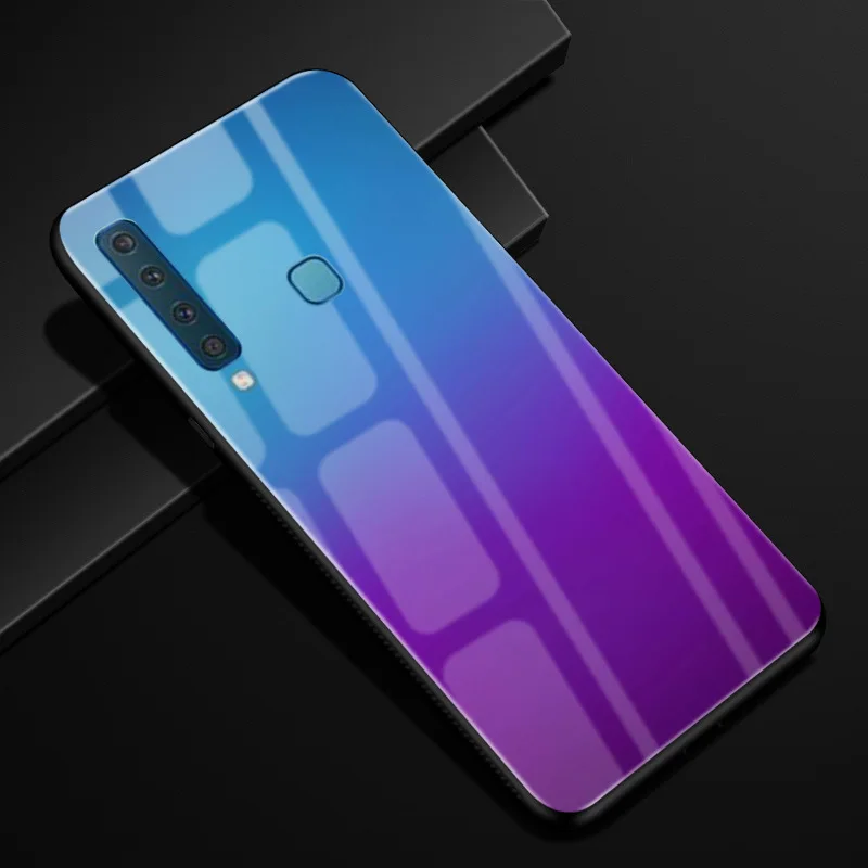 Для samsung A9 чехол A 9 PC Пластиковый стеклянный чехол для телефона черный TPU бампер чехол для samsung Galaxy A9 A920F A920 A9s - Цвет: 41