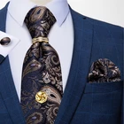 100% шелковый галстук набор 8 см роскошный мужской Галстук Пейсли Карманный квадратный запонки галстук кольцо галстук с цепочкой подарок для мужчин DiBanGu