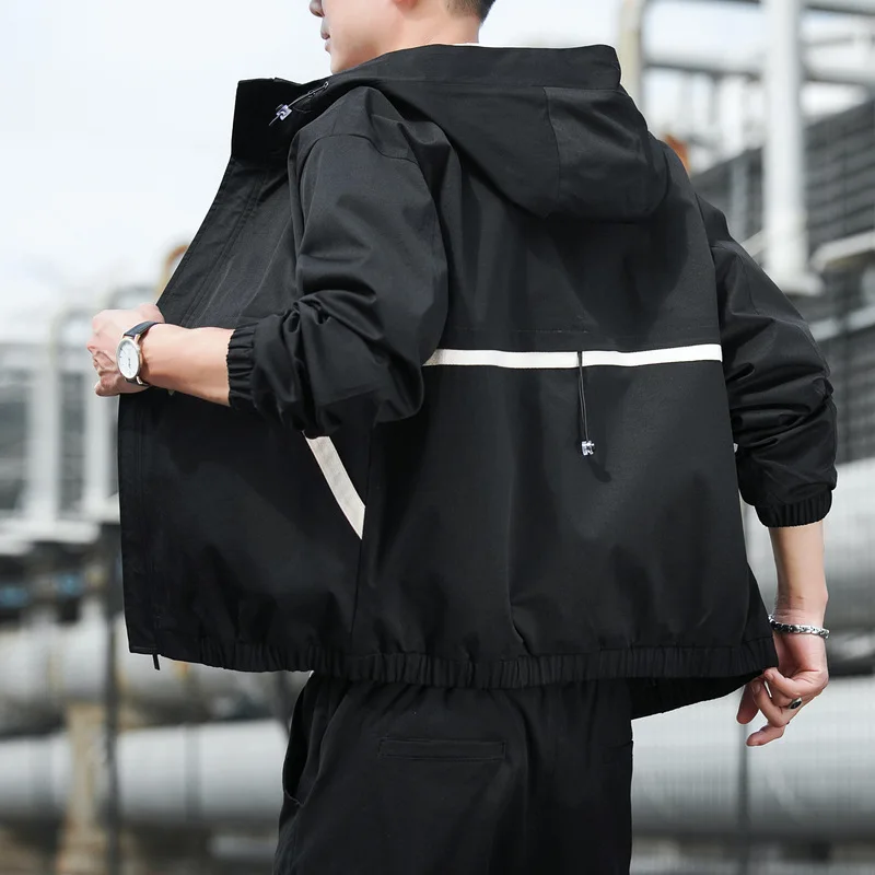 

2021 new jacket men's spring and autumn hooded jacket autumn jacket trendy brand youth trend casual men's clothing