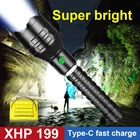 Суперъяркая светодиодный ная вспышка XHP199, ультрамощсветильник перезаряжаемая тактическая вспышка 18650 26650, фонарь XHP90, фонарь для кемпинга