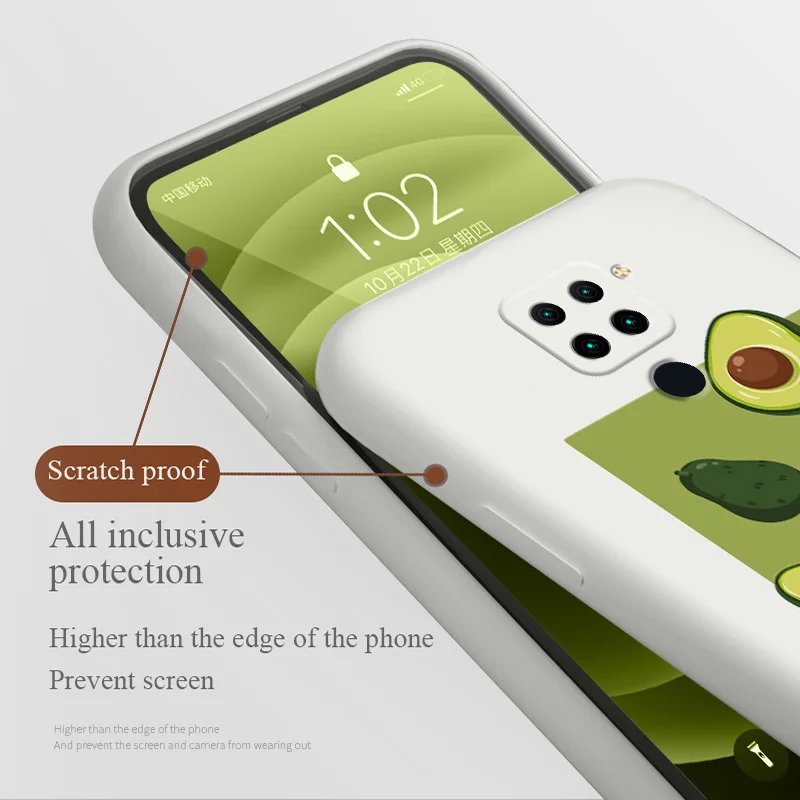 

Simple Avocado Phone Case For Xiaomi Redmi 9 9A Note 9 9T 8 7 Pro K40 K30 K20 Liquid Silicone Cover