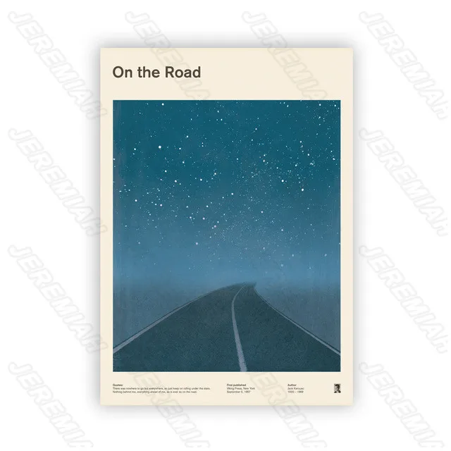 

Blue starry sky road mountain landscape poster nordic style wall canvas canvas print painting modern living room bedroom decorat