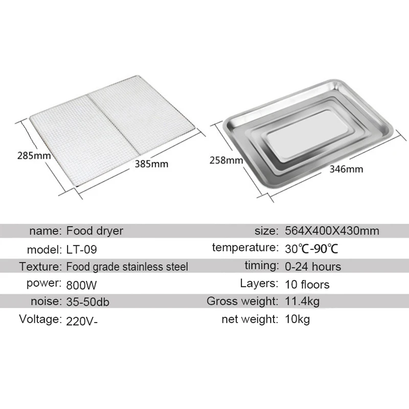 Еда обезвоживания воздуха сушилка 10 слойная фруктовая из нержавеющей стали