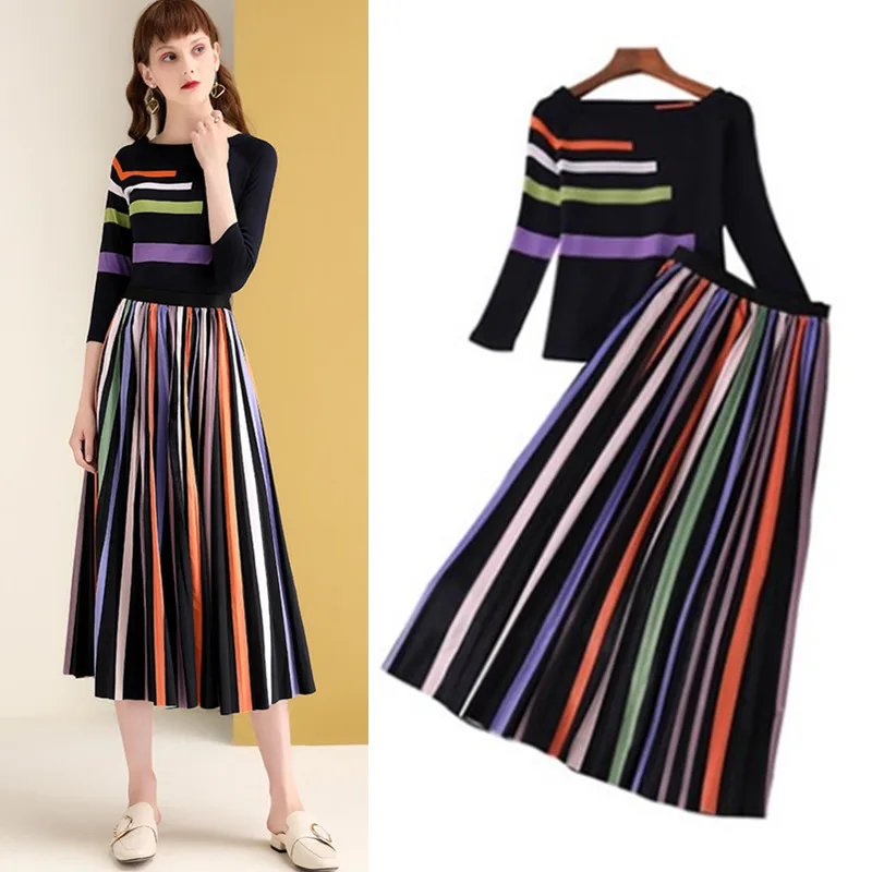 Женский трикотажный комплект одежды из 2 предметов весенне осенние Топы И