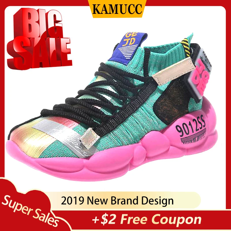 Женские Дышащие Светоотражающие туфли на толстой подошве весна лето 2019|Женские