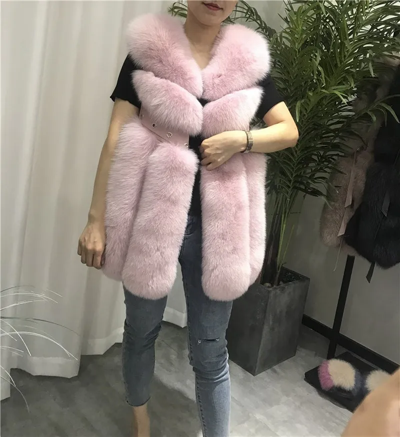 FXFURS жилет из натурального Лисьего меха Длинный жилет из натурального Лисьего меха Зимний жилет с заклепками из натуральной кожи европейские женские куртки