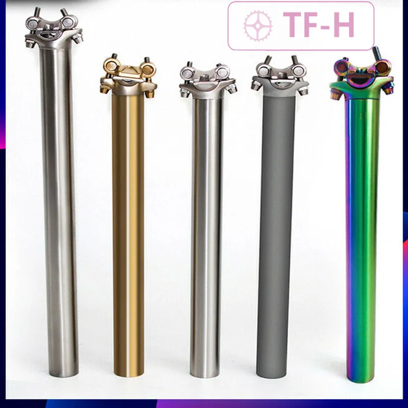 31.6/27.2/30.9/34.9mm Bicycle Titanium Seatpost Aluminum Head 350/400mm Sandblasting Double Nail Tube For Mountain Road