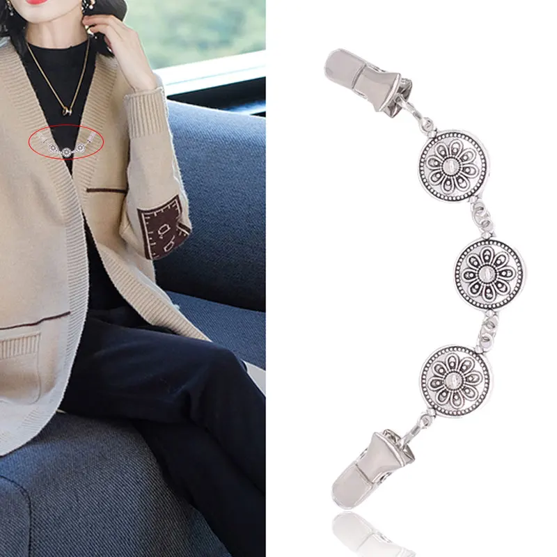 Винтажный зажим для шали платья кардиган воротник цветочный узор женщин девочек